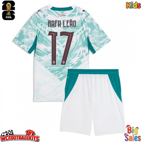 Portugal Rafael Leao #17 Replica Away Stadium Kit for Kids World Cup 2026 Short Sleeve (+ pants)
